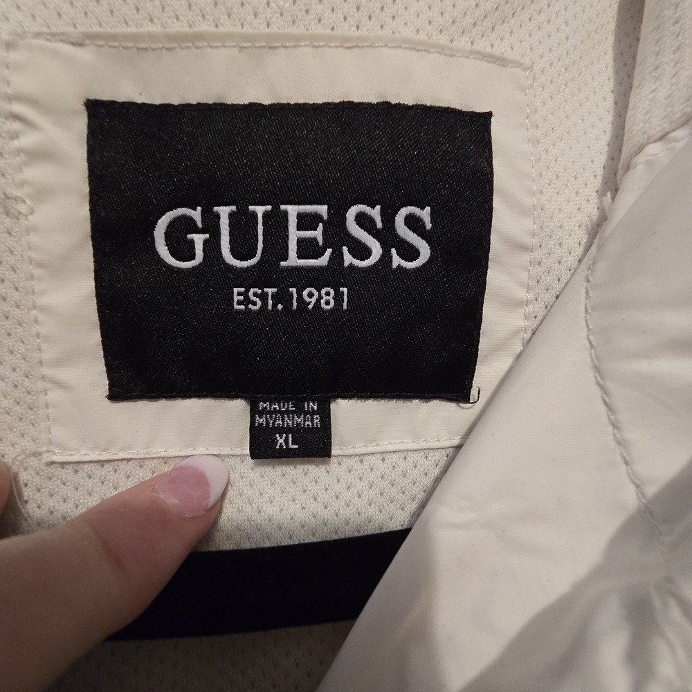 Guess Mens Windbreaker XLG White Logos Streetwear Skater Retro 90s Y2K Grunge - Picture 6 of 14